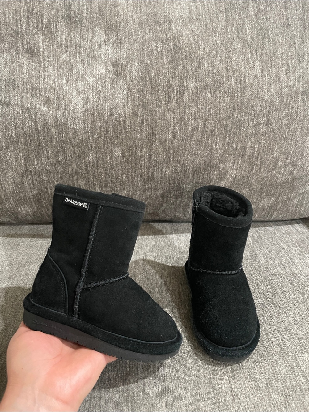 Bearpaw Kids' Emma Toddler Zipper Mid Calf Suede Boots Black Size 7